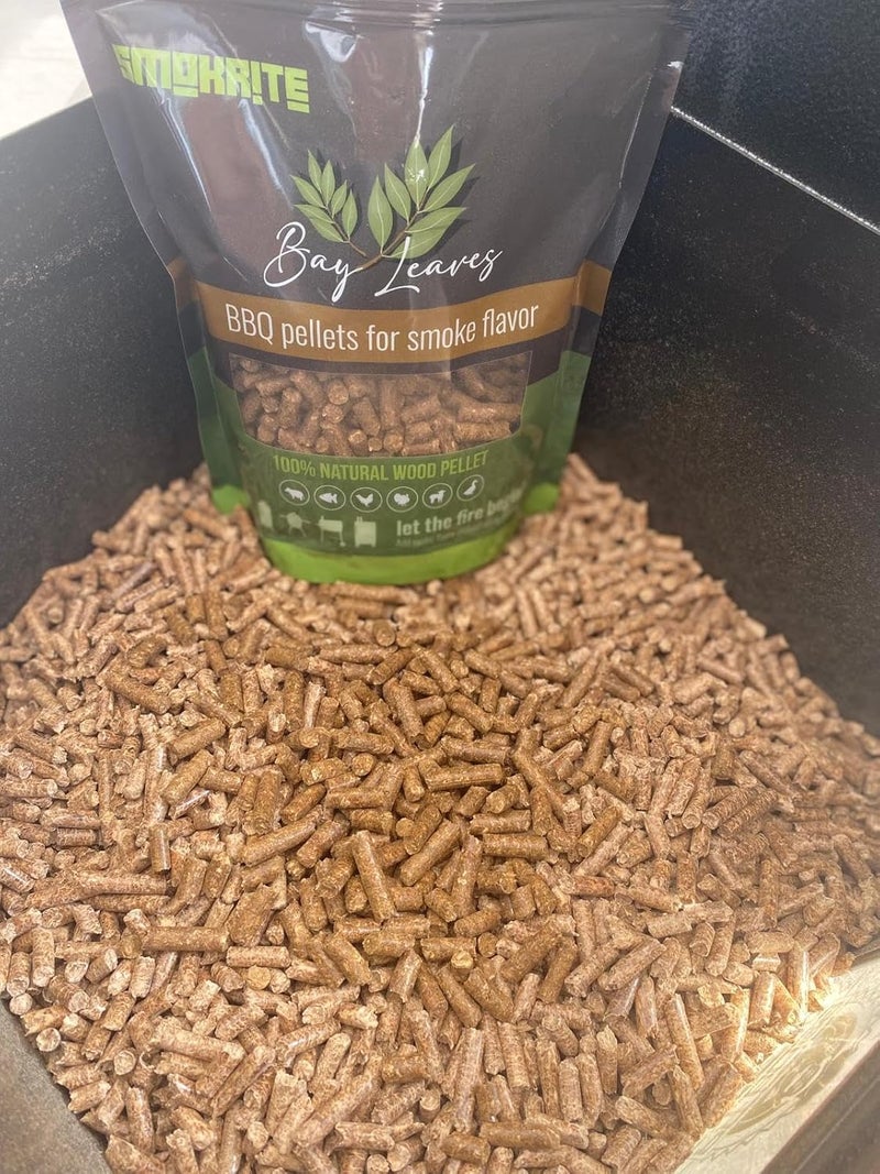 SMOKRITE : Bay Leaves Wood Pellets for Smoker Grills, All 100% Natural Hard Wood BBQ Pellets for Outdoor Grills, Smoke, Roast, Burns Up to 30 Hours of Smoking 0.5 kg - Image 2